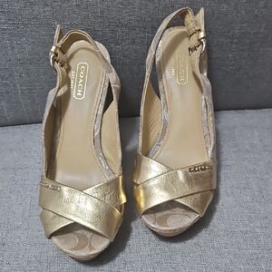 Coach Jesse Monogram Wedge Cork Heeled Sandals